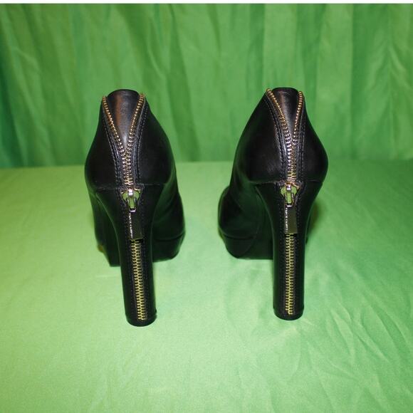 Vince Camuto Black Platform High Heel Gold Zip A2  Sz. 9 M - Picture 5 of 16